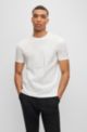Mercerised-cotton T-shirt with houndstooth jacquard, White