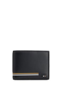 BOSS - Faux-leather wallet with signature-stripe details