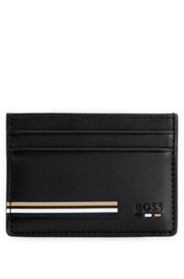 BOSS - Faux-leather card holder with signature-stripe details