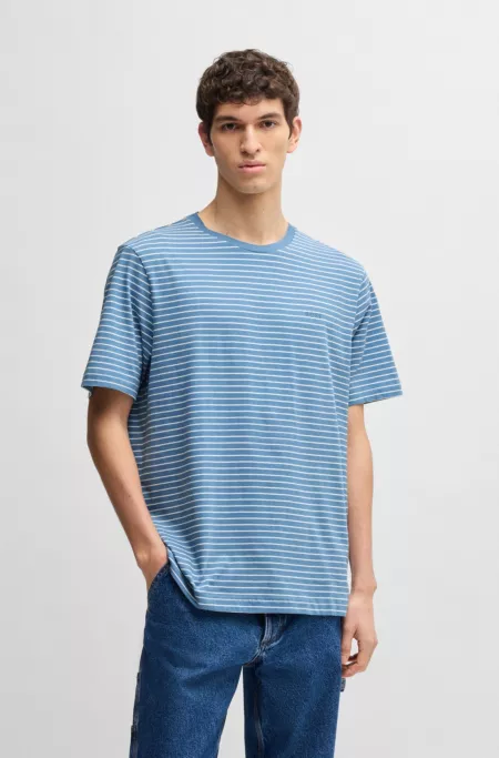 Relaxed-fit T-shirt in cotton with horizontal stripes