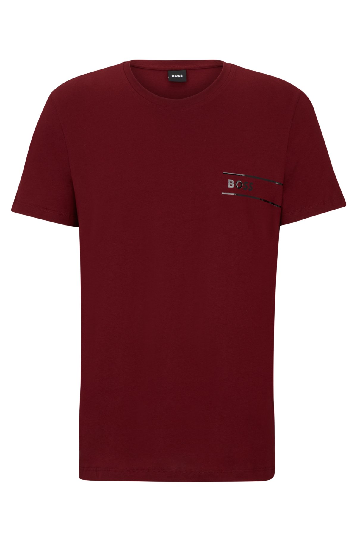 Organic-cotton underwear T-shirt with logo print, Dark Red