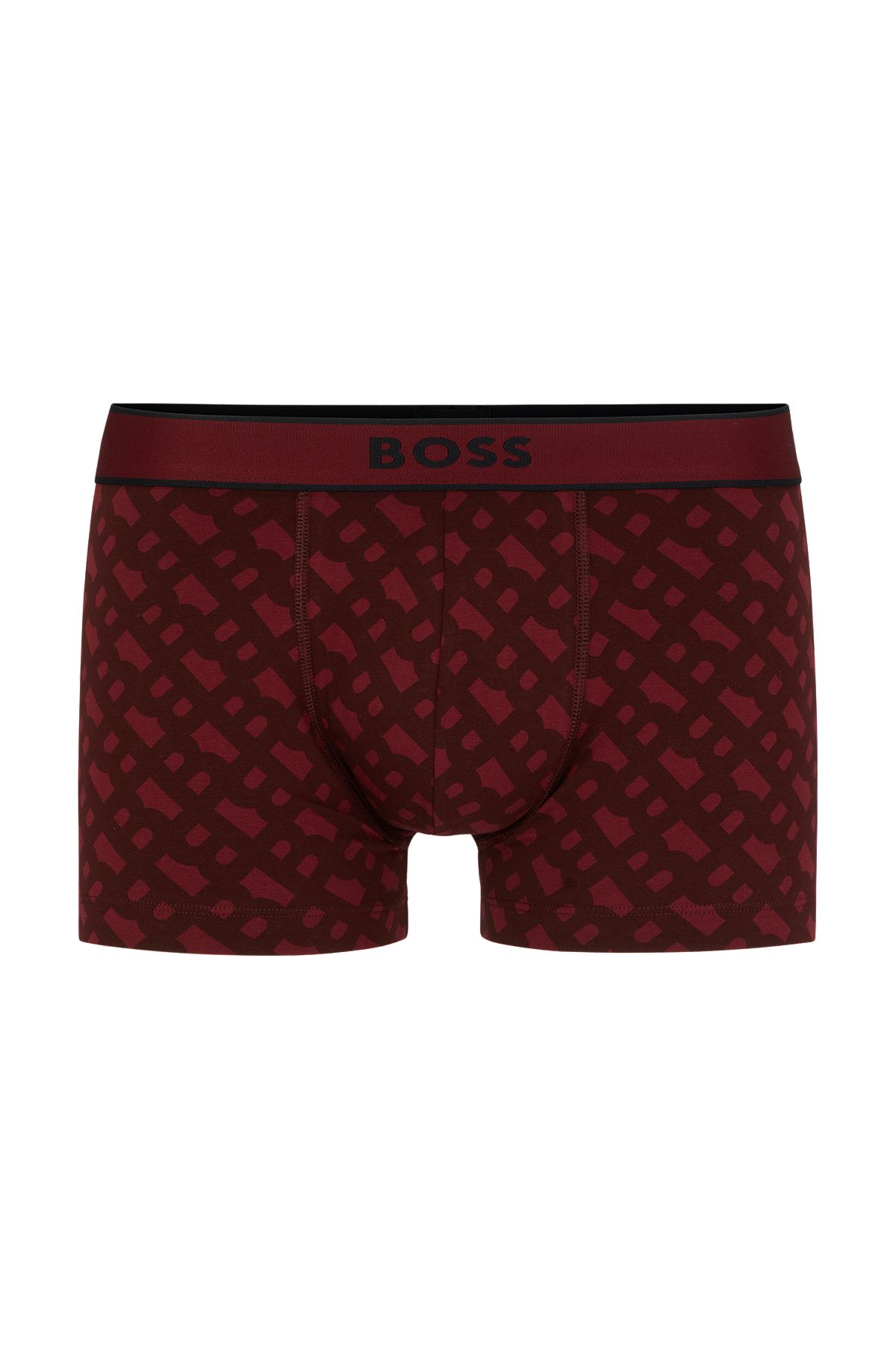 Seasonal-print trunks in cotton with stretch, Dark Red