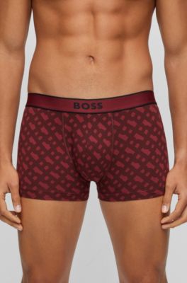 BOSS - Seasonal-print trunks in cotton with stretch 