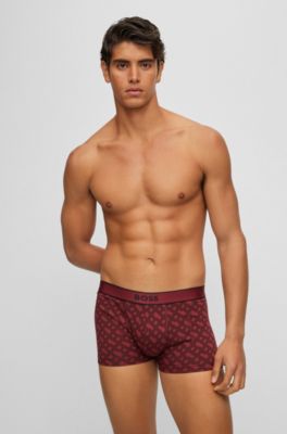 BOSS - Seasonal-print trunks in cotton with stretch 
