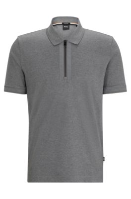 BOSS Mercerized cotton polo shirt with zip placket