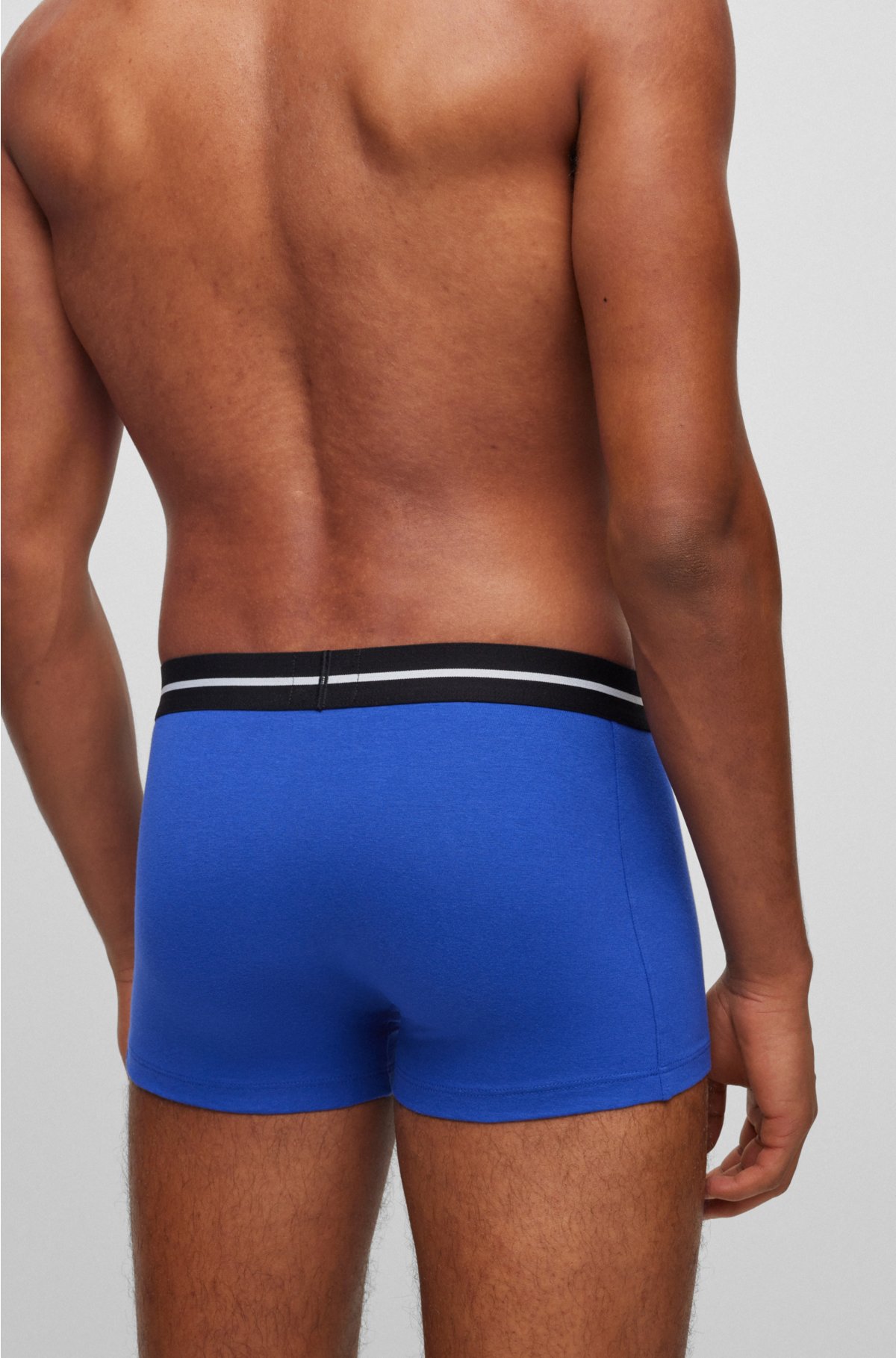 Three-pack of stretch-cotton trunks with logo waistband, Patterned