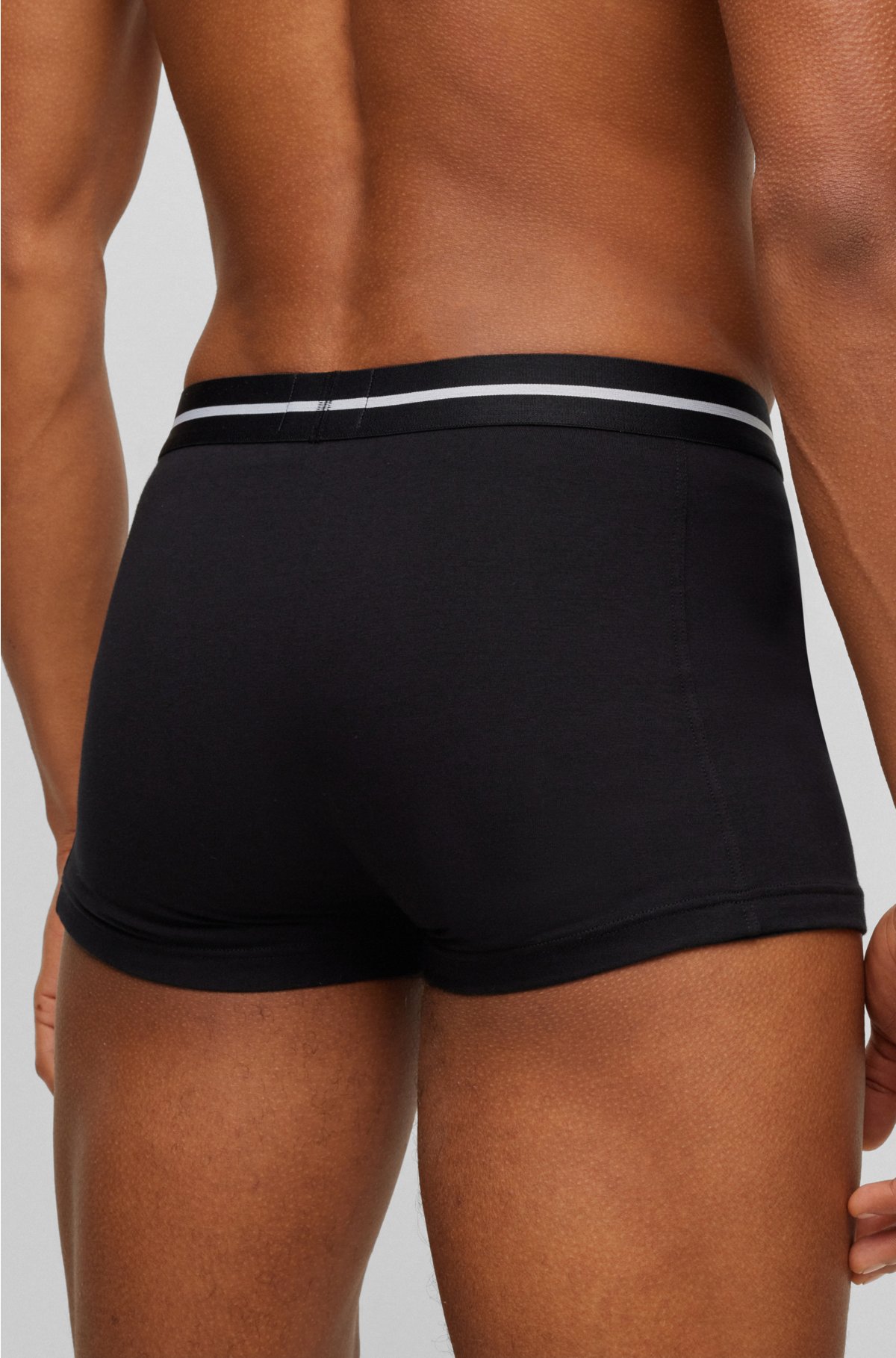 Triple-pack of logo-waistband trunks in stretch cotton, Patterned