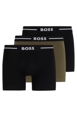 Hugo Boss Three-pack Of Boxer Briefs With Logo Waistbands In Patterned
