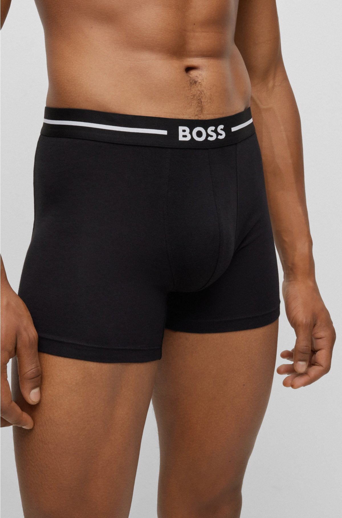 Three-pack of boxer briefs with logo waistbands, Patterned