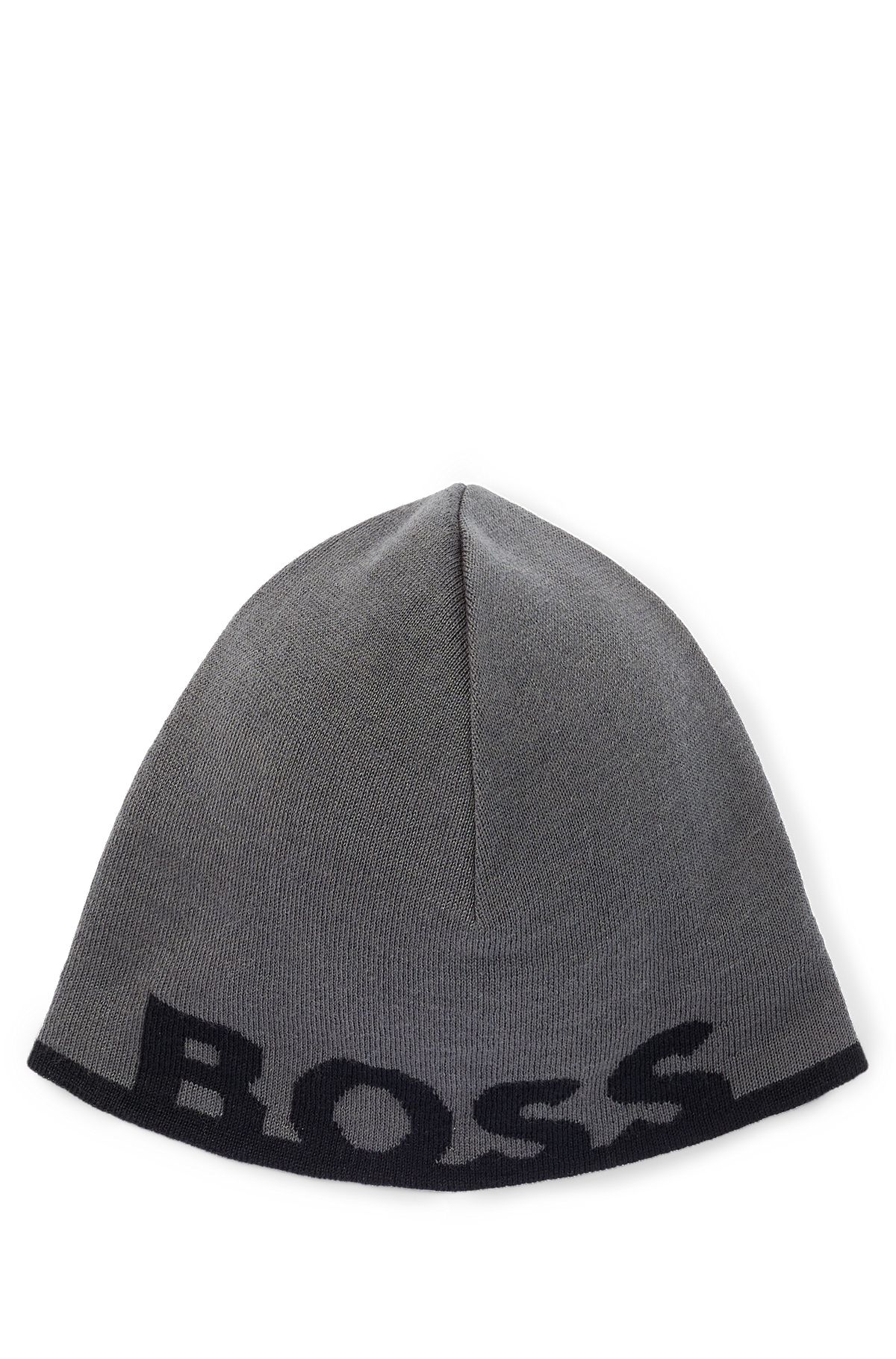 BOSS - Beanie hat with logo in a wool blend
