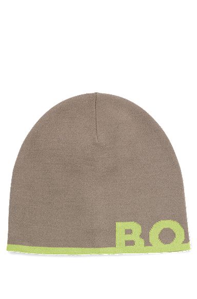 Beanie hat with logo in a wool blend, Light Green