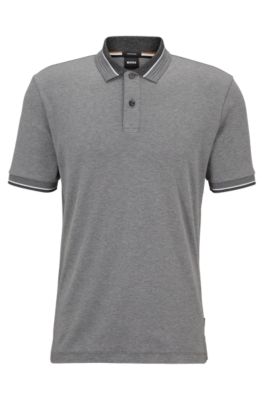 BOSS - Mercerized-cotton polo shirt with contrast tipping