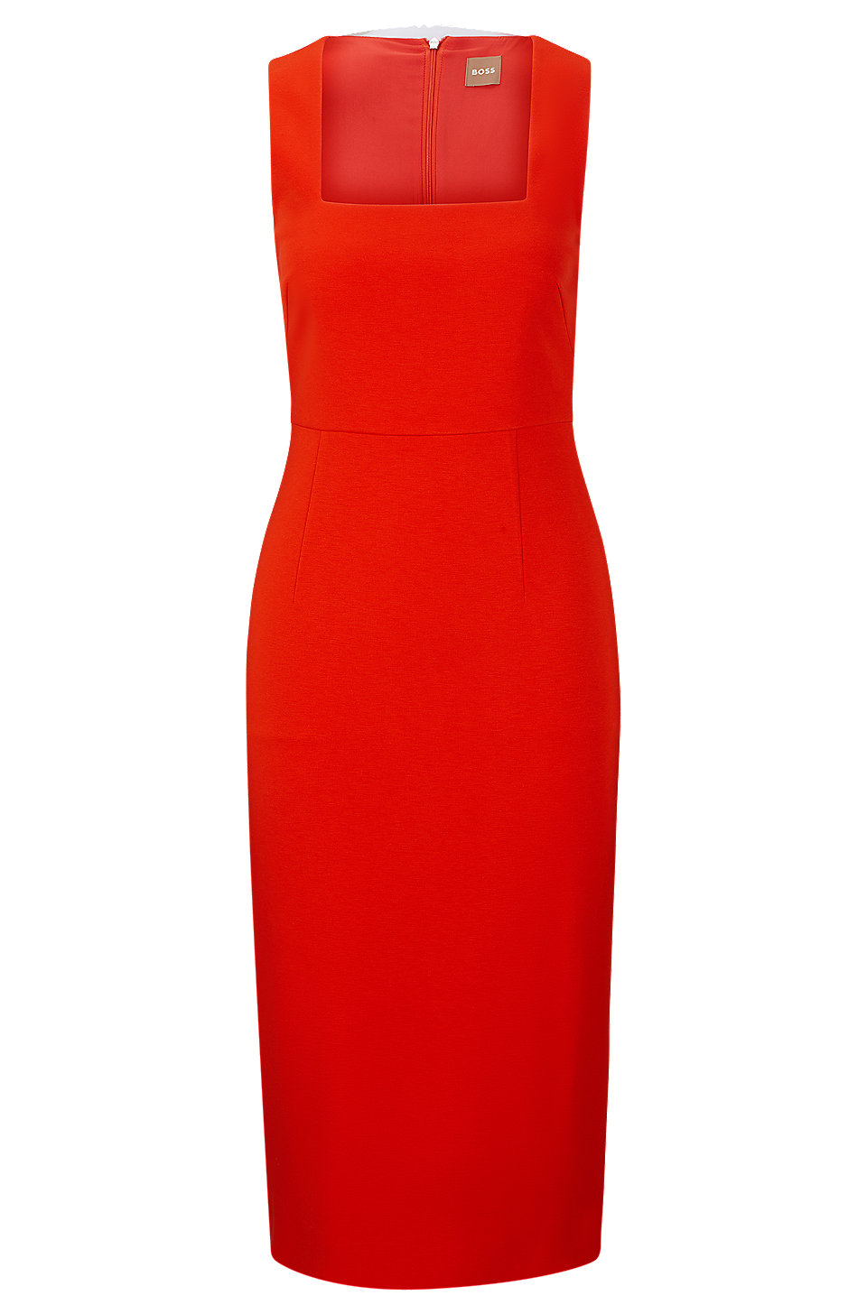 BOSS - Square-neck slim-fit dress in stretch material
