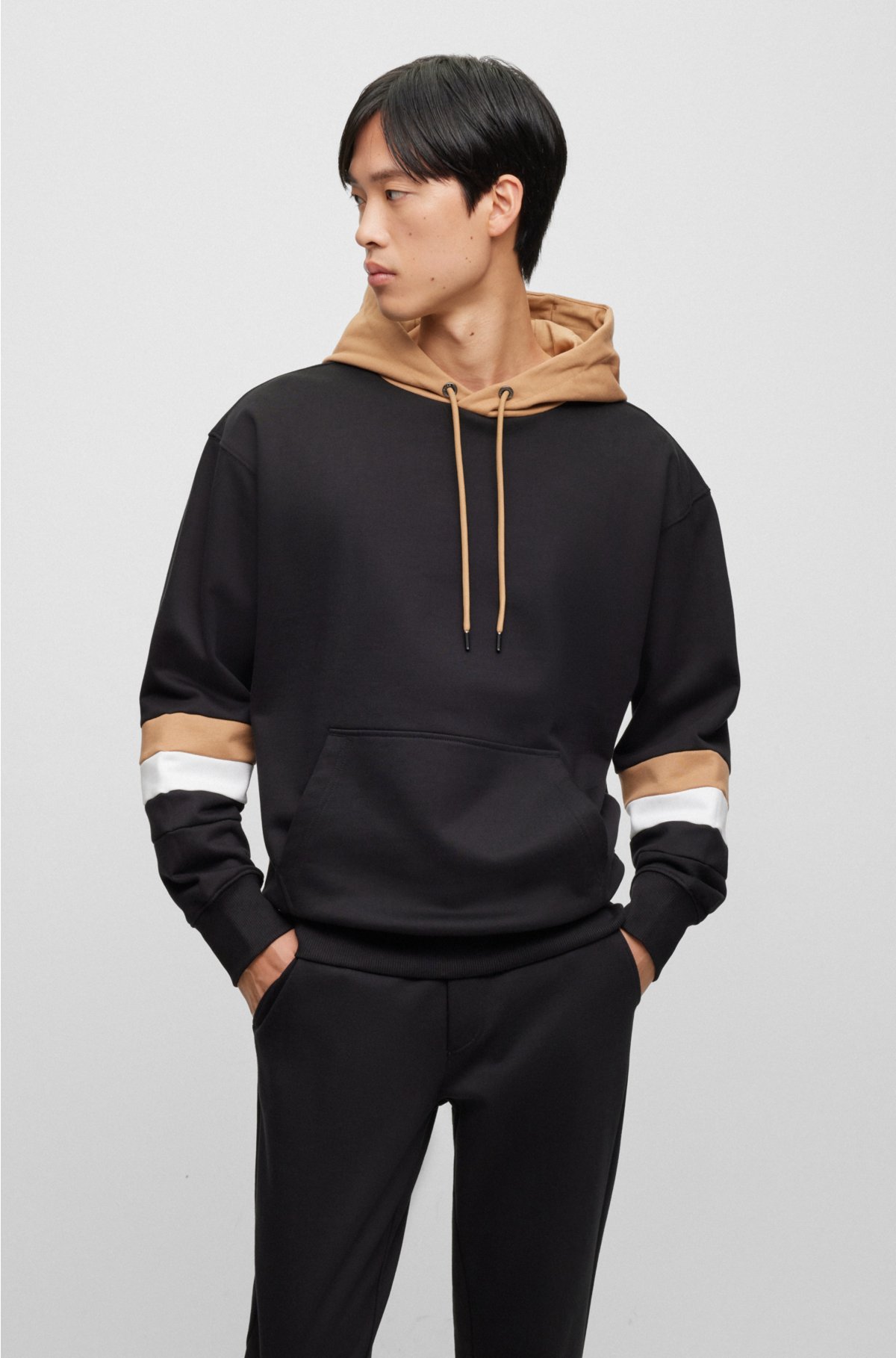 Oversize-fit hoodie with signature stripes