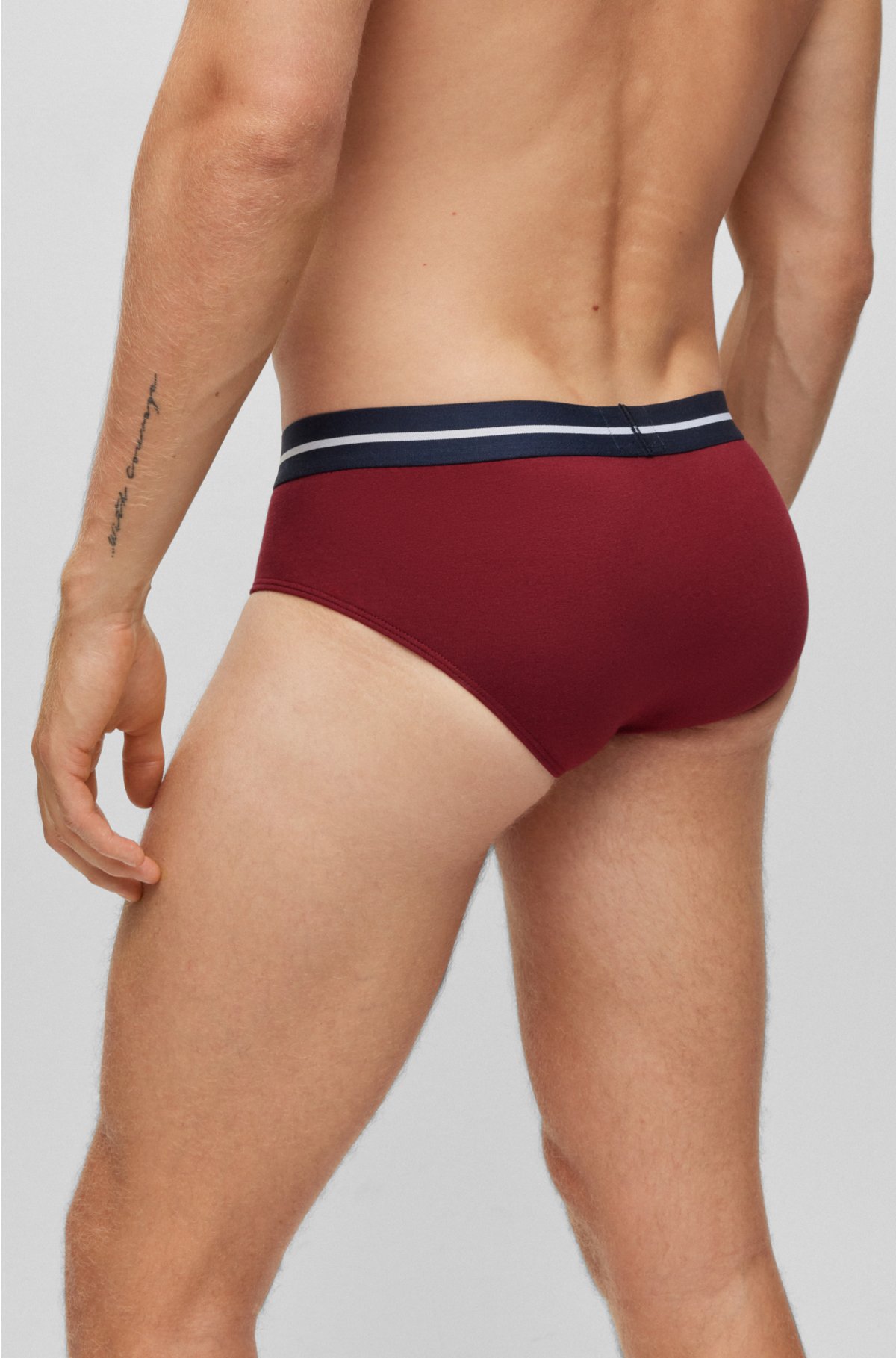 Three-pack of stretch-cotton briefs with logo waistband, Patterned