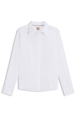 Hugo Boss Slim-fit Blouse In An Organic-cotton Blend In White