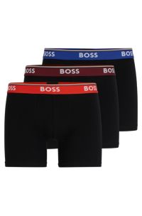 Stretch cotton briefs with elastic waistband with logo in a pack of three -  BOSS - Etienne