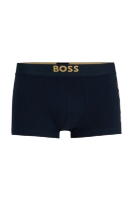 BOSS - Stretch-cotton trunks with metallic-effect logos