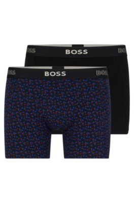 Shop Hugo Boss Two-pack Of Boxer Briefs With Logo Waistbands In Light Blue