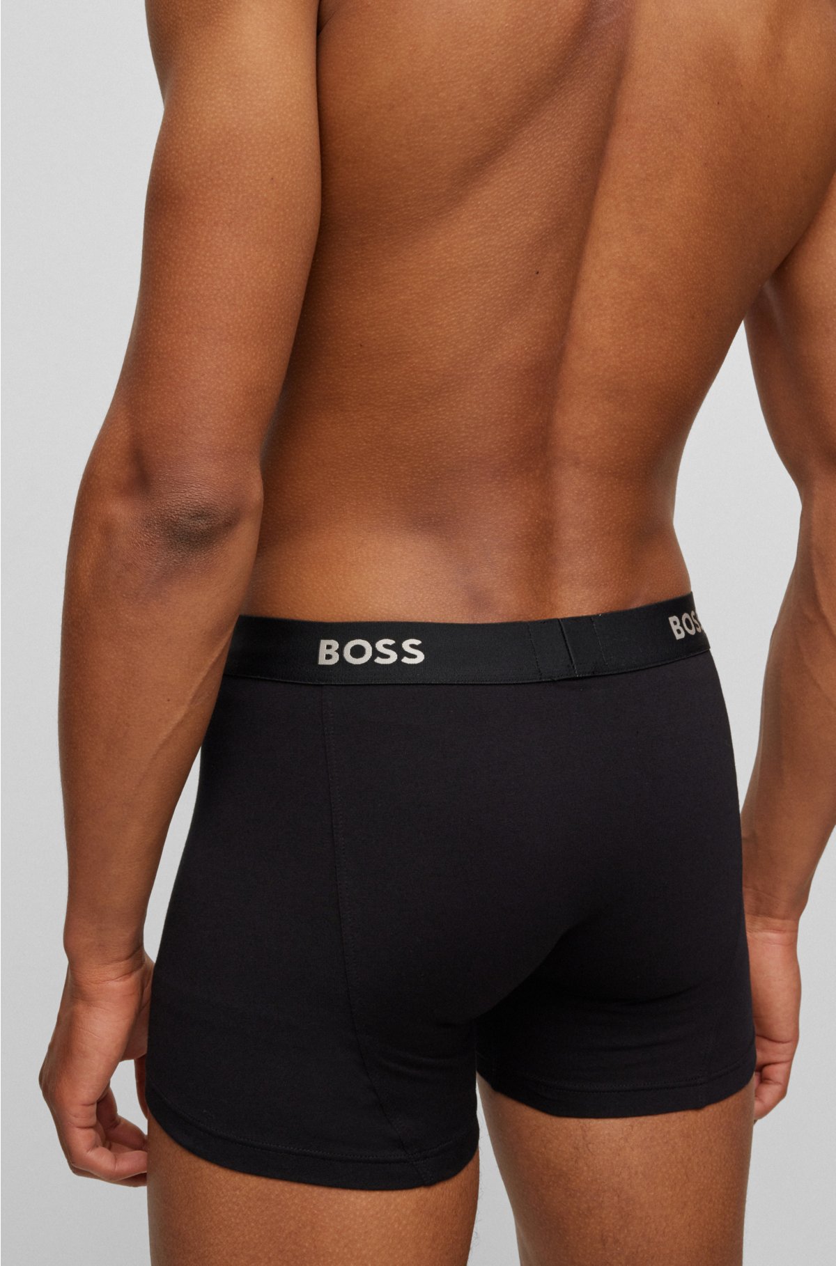BOSS - Monogram-lace briefs with gold-metal branding