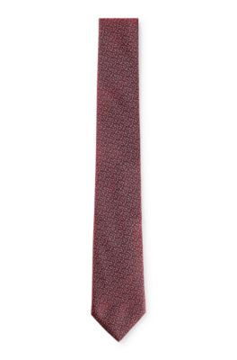 Hugo Boss Patterned Tie In Pure Silk In Red