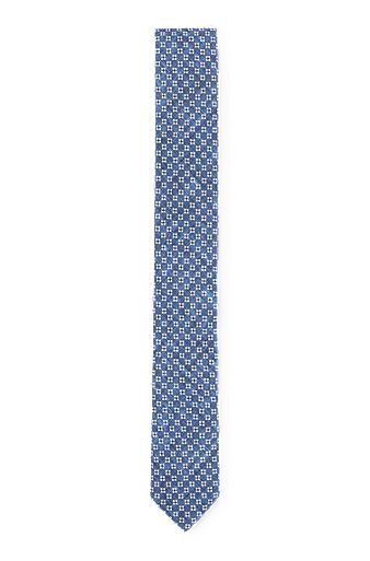 Digitally printed tie in cotton and wool, Light Blue