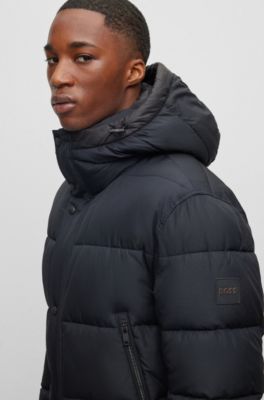 water resistant hooded puffer jacket