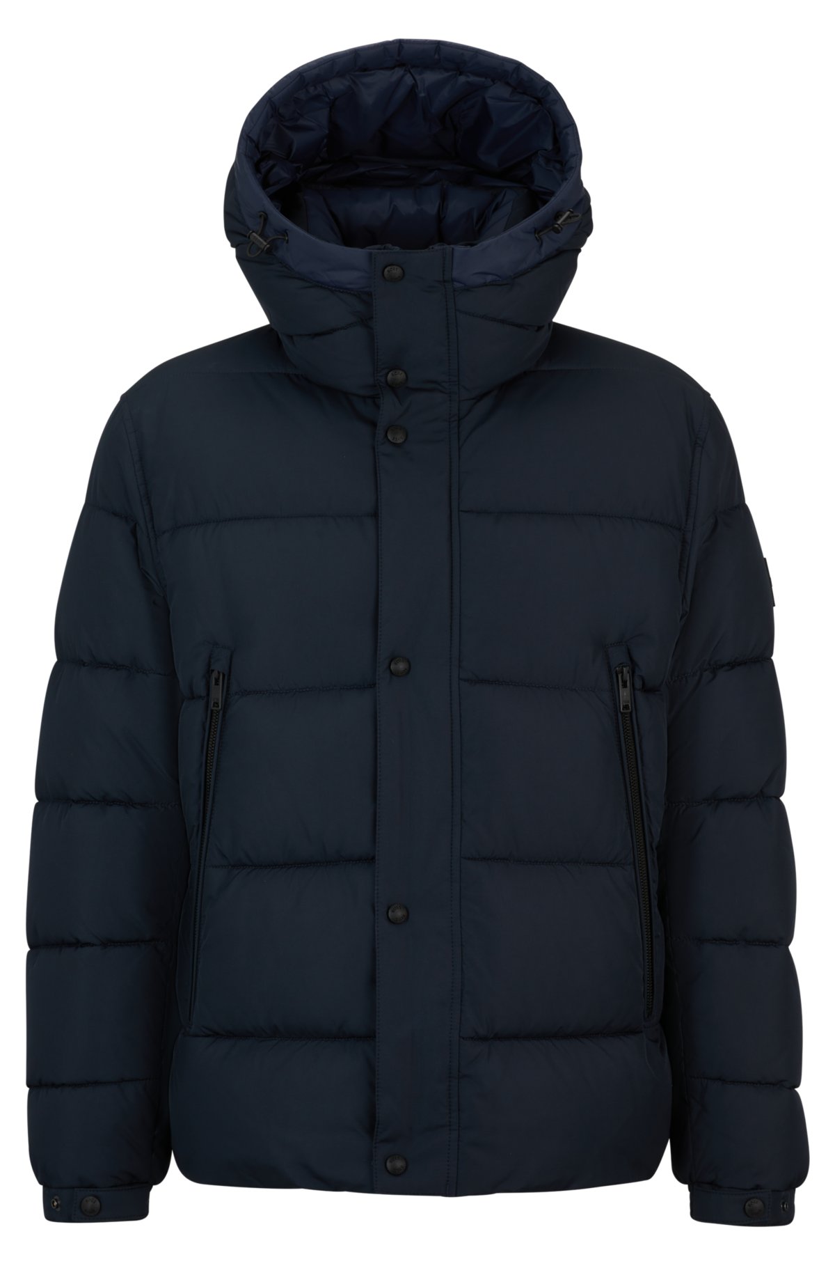 BOSS - Water-repellent hooded with puffer badge jacket logo