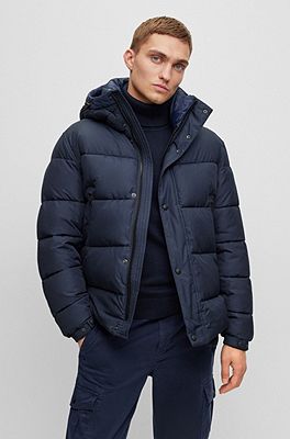 BOSS - Water-repellent down jacket with monogram badge and lining