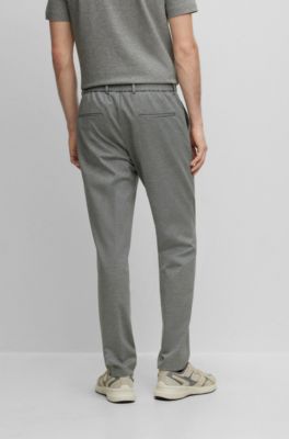 BOSS - Slim-fit pants in melange interlock jersey