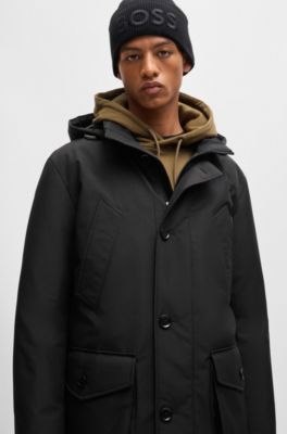 BOSS - Relaxed-fit parka in water-repellent ottoman fabric