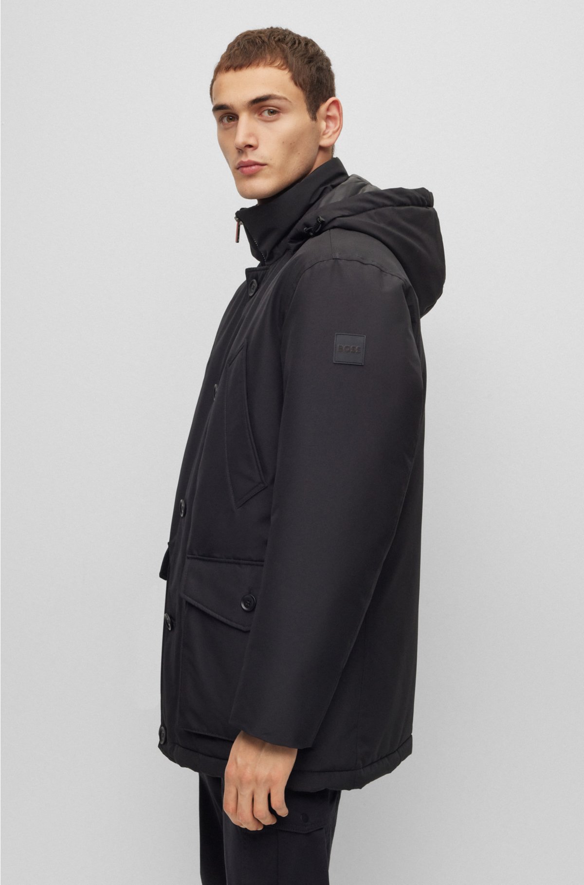 BOSS - Hooded parka jacket in a regular fit