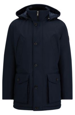 HUGO BOSS REGULAR-FIT PARKA IN WATER-REPELLENT OTTOMAN FABRIC