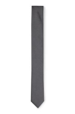 Hugo Boss Micro-patterned Tie In Pure Silk In Metallic
