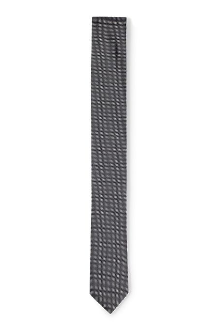 Micro-patterned tie in pure silk, Silver