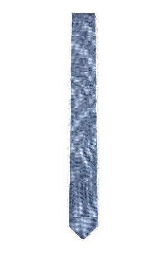 Micro-patterned tie in pure silk, Light Blue
