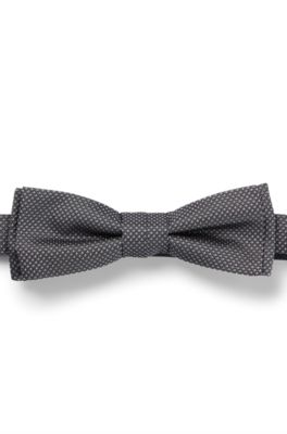 Silk self-tie mini bow tie, micropattern, handmade in Italy