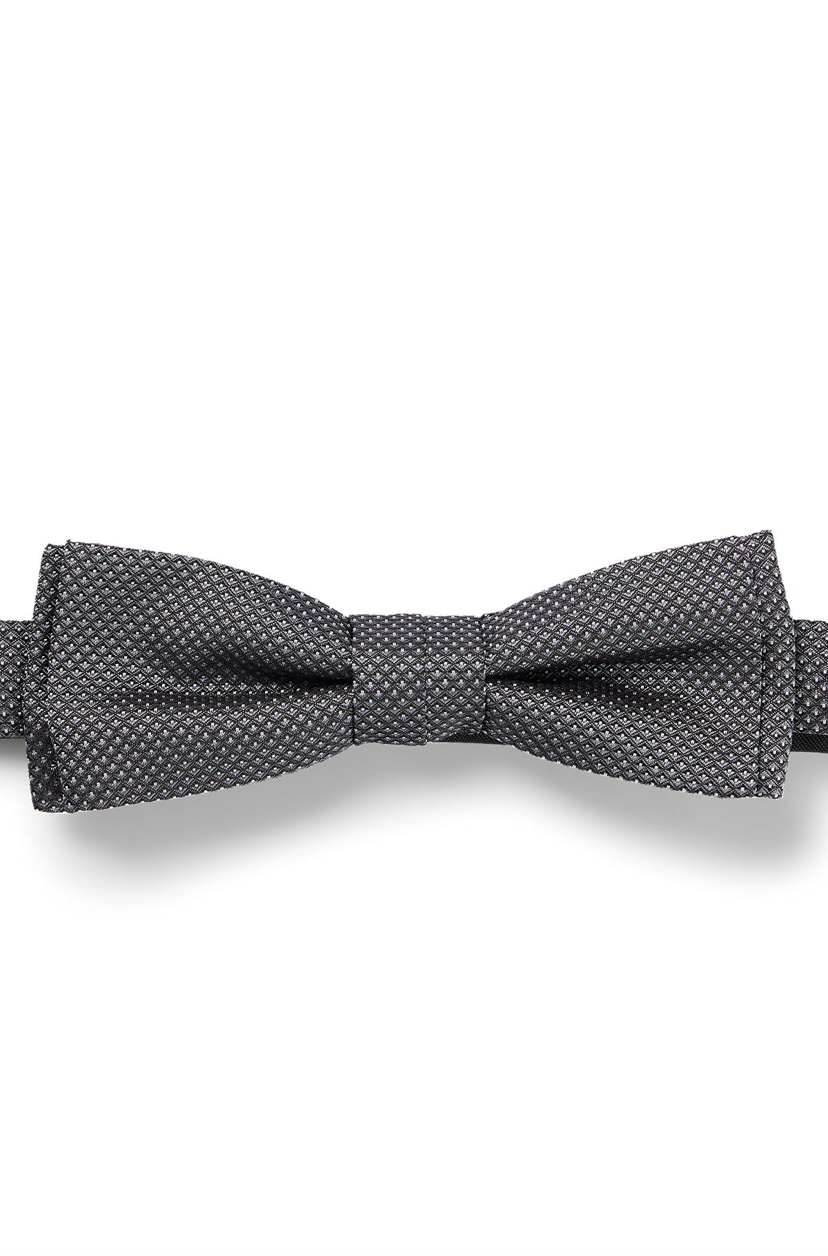 Italian-made bow tie in micro-pattern silk jacquard, Silver