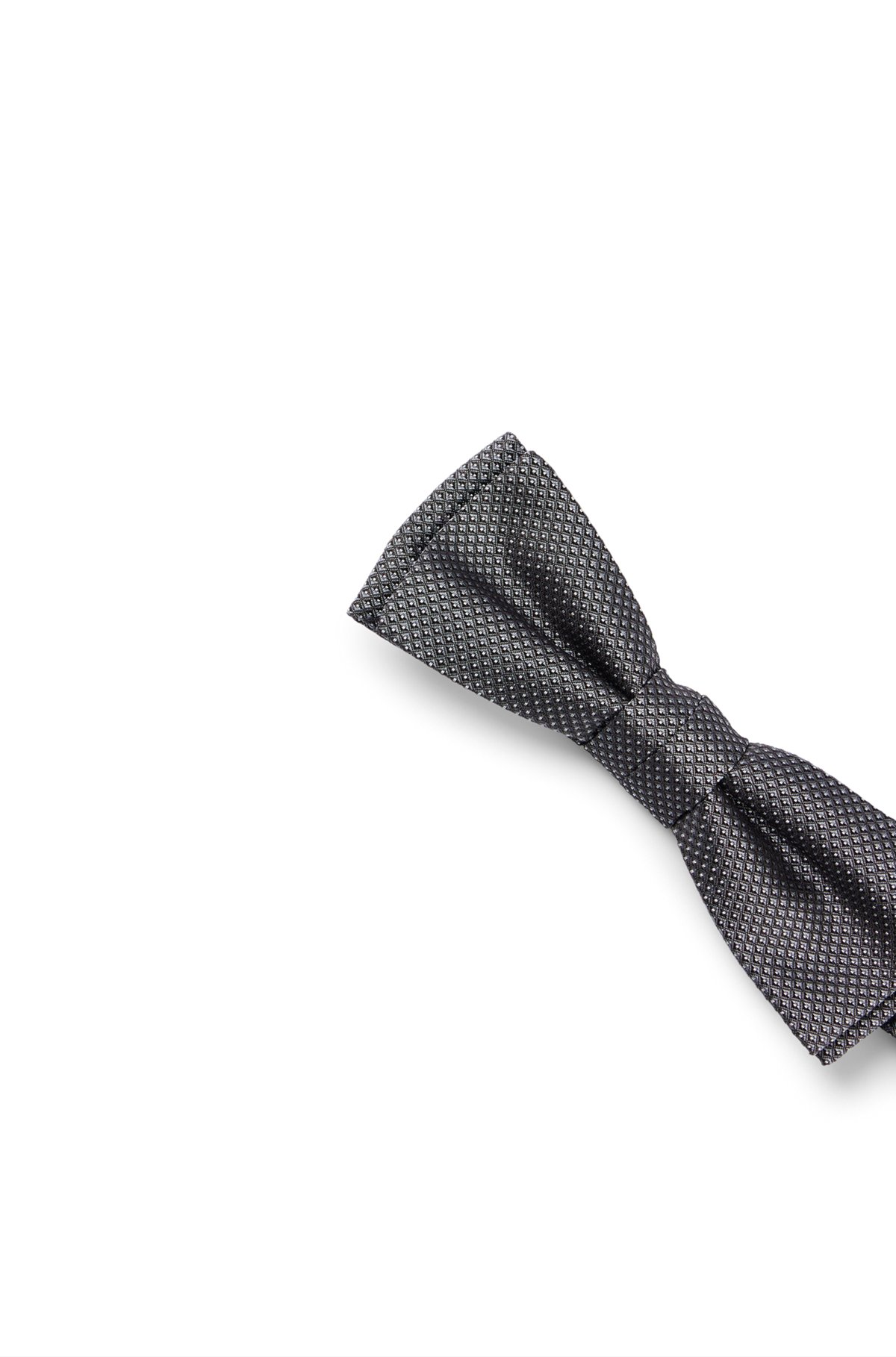 Italian-made bow tie in micro-pattern silk jacquard, Silver