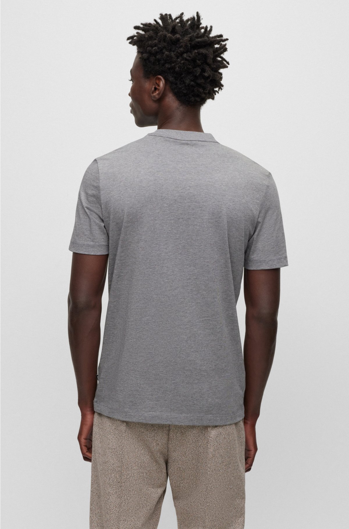 Cotton-jersey T-shirt with printed and embroidered branding, Grey