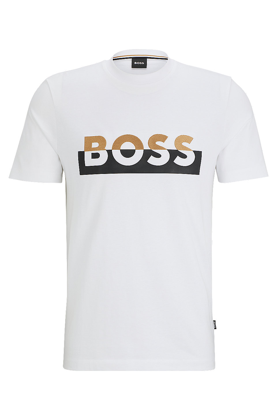 BOSS - Cotton-jersey T-shirt with printed and embroidered branding
