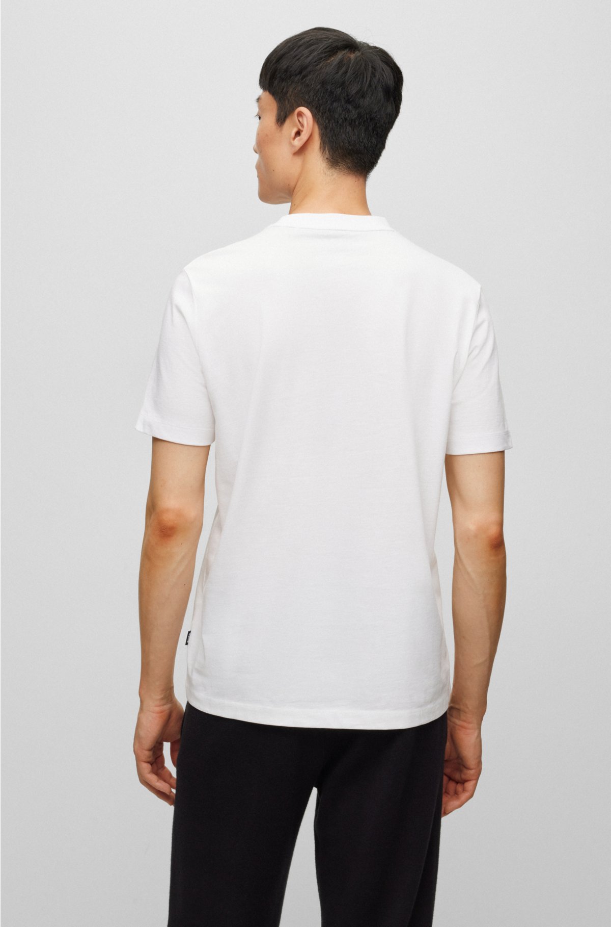 Cotton-jersey T-shirt with printed and embroidered branding, White