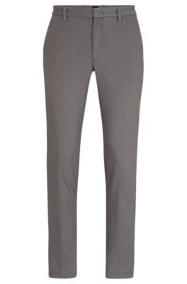 Hugo Boss Slim-fit Chinos In A Melange Stretch-cotton Blend In Dark Grey