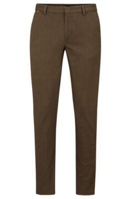 BOSS - Slim-fit chinos in a melange stretch-cotton blend