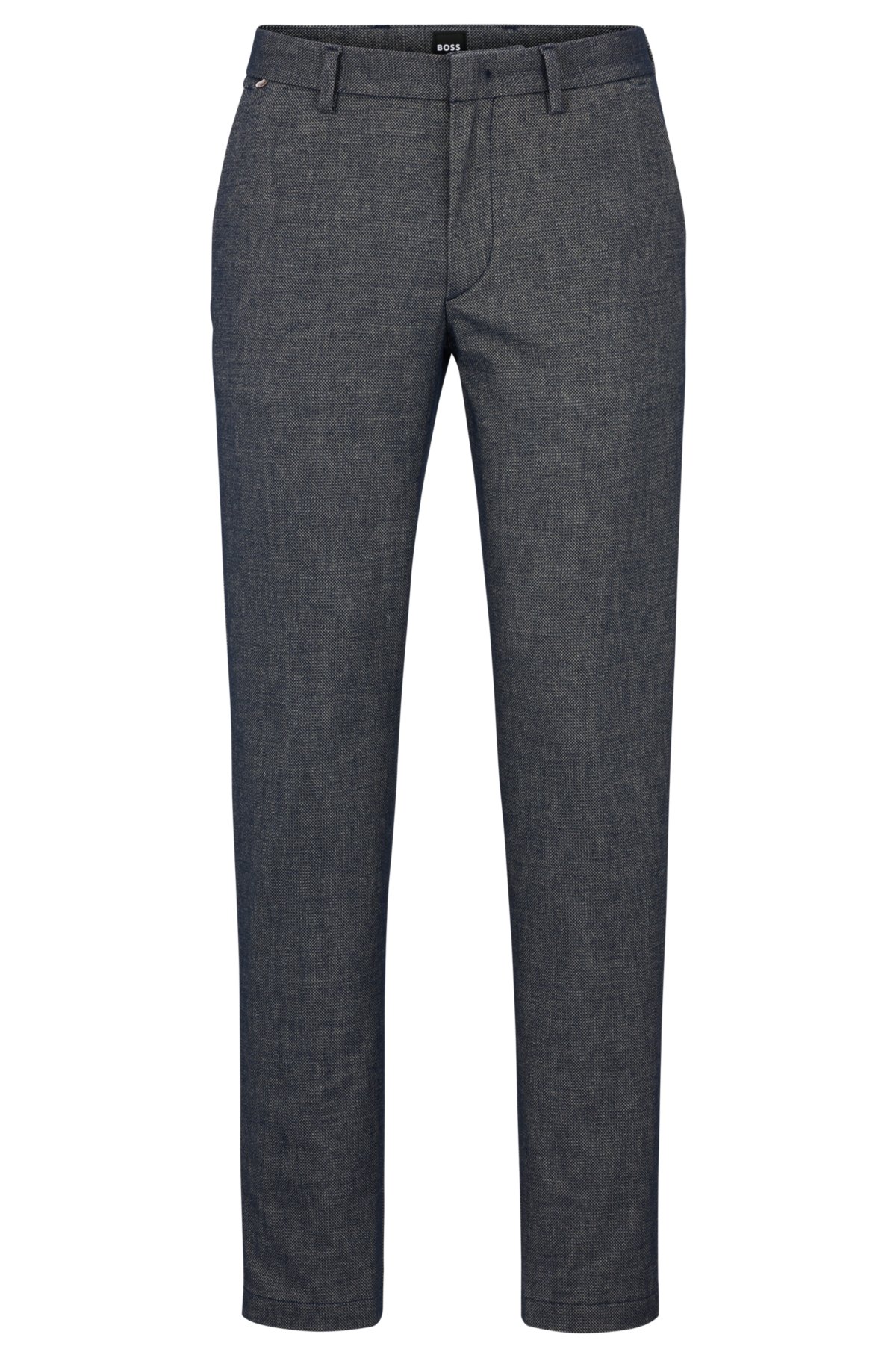 Slim-fit micro-patterned chinos with brushed finish, Dark Blue
