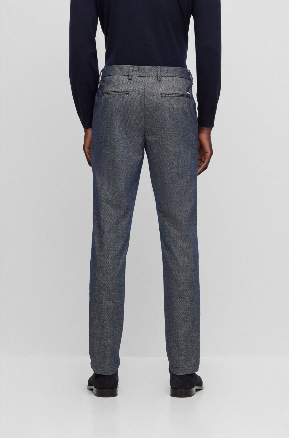 Slim-fit micro-patterned chinos with brushed finish