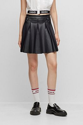 Faux Leather Pleated Mini Skirt