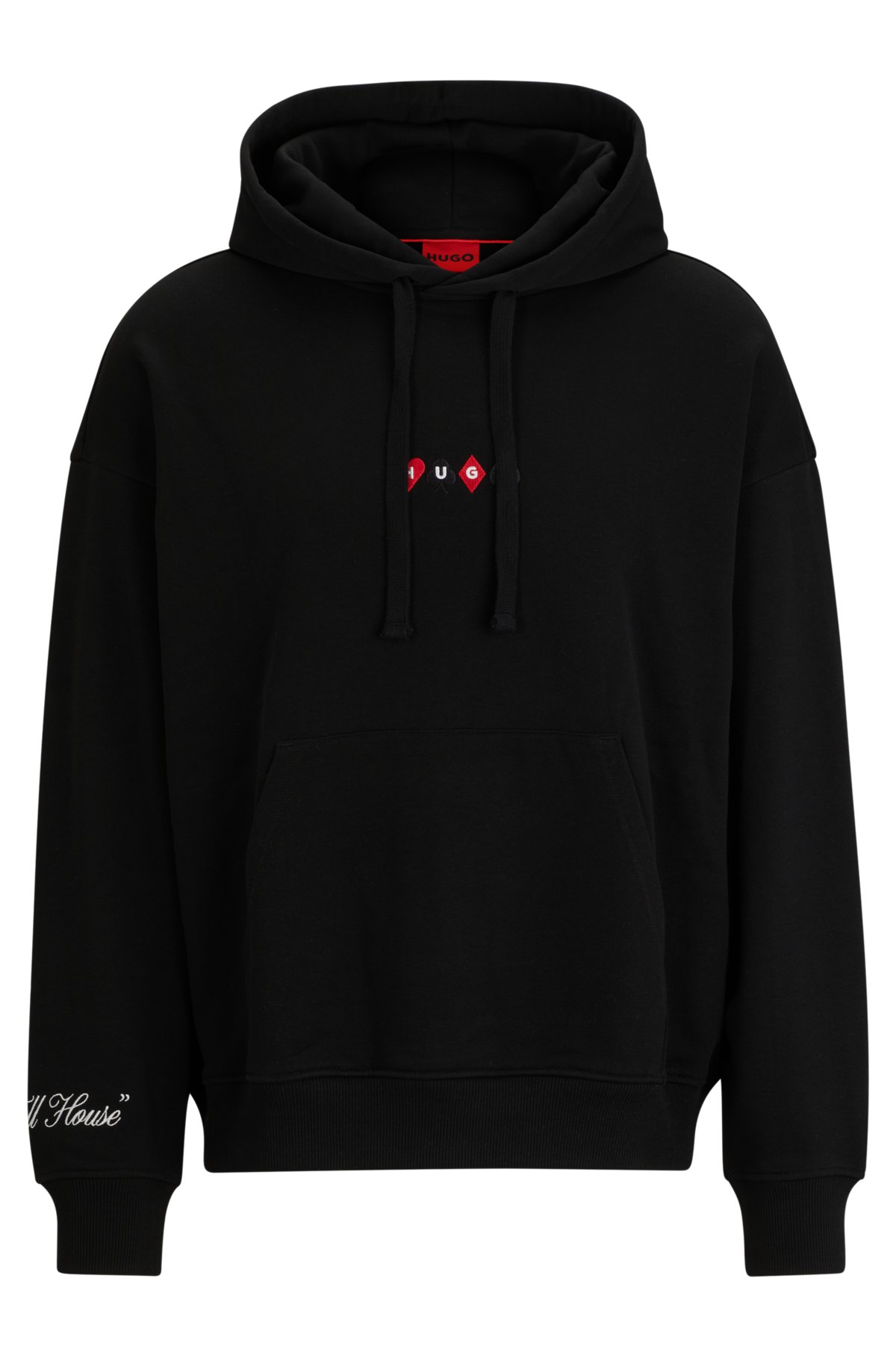 HUGO - Oversize-fit hoodie with playing-card artwork