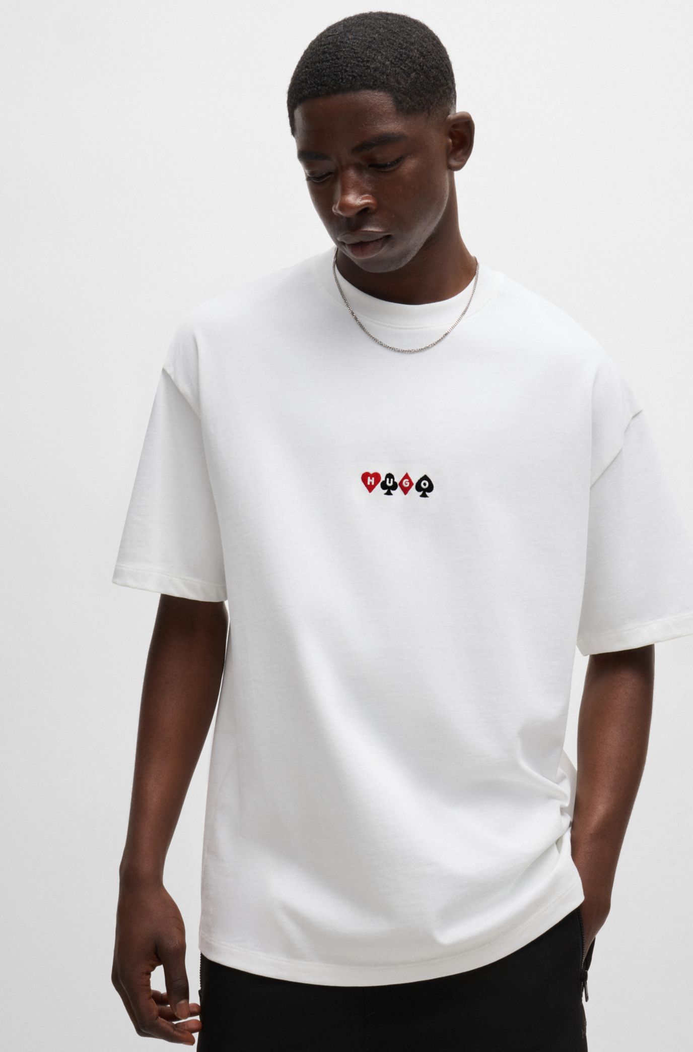 New Era 03 Printed Oversize Drop Shoulder White T Shirt