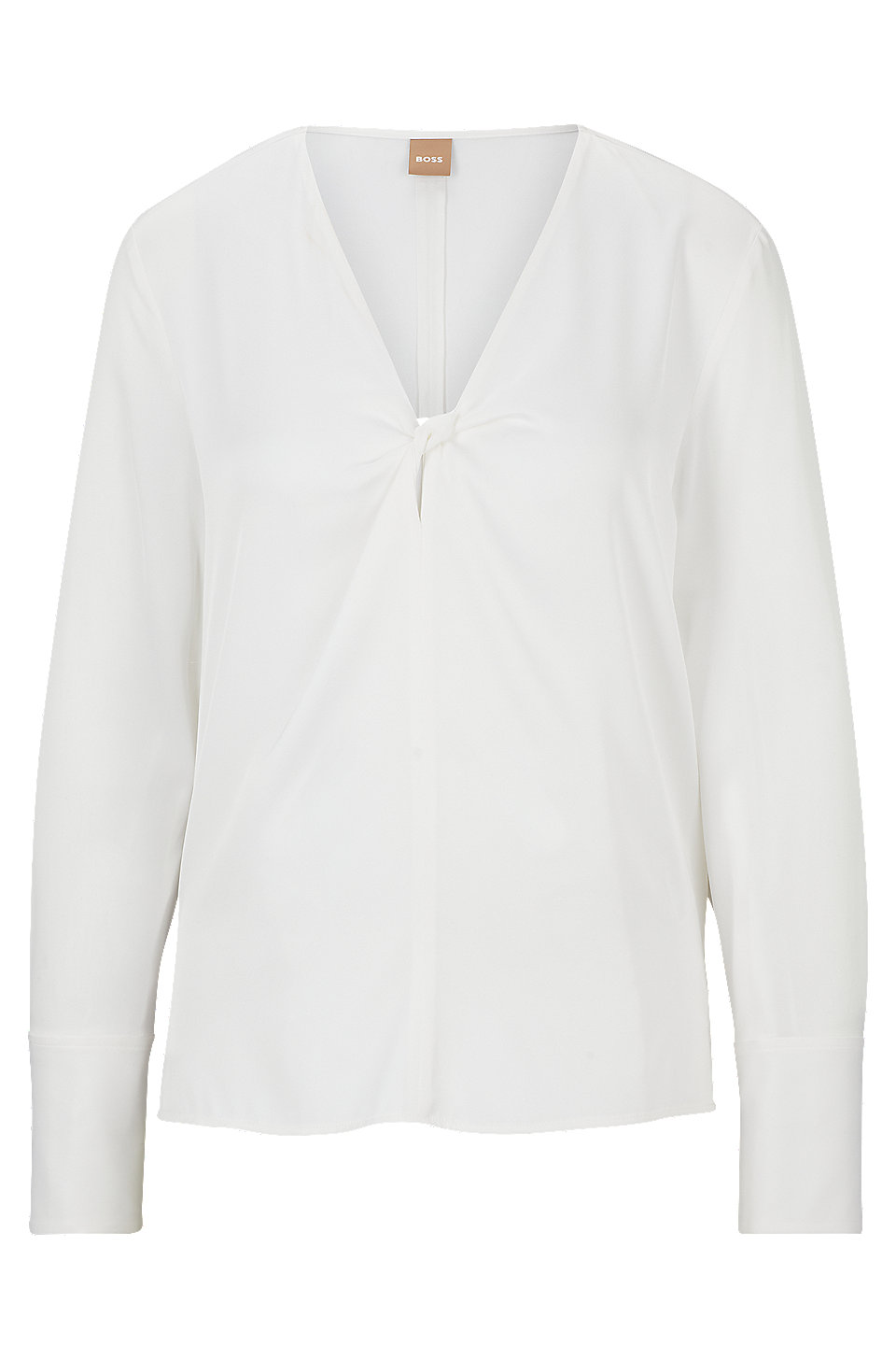 BOSS - Regular-fit blouse in stretch silk with twist front